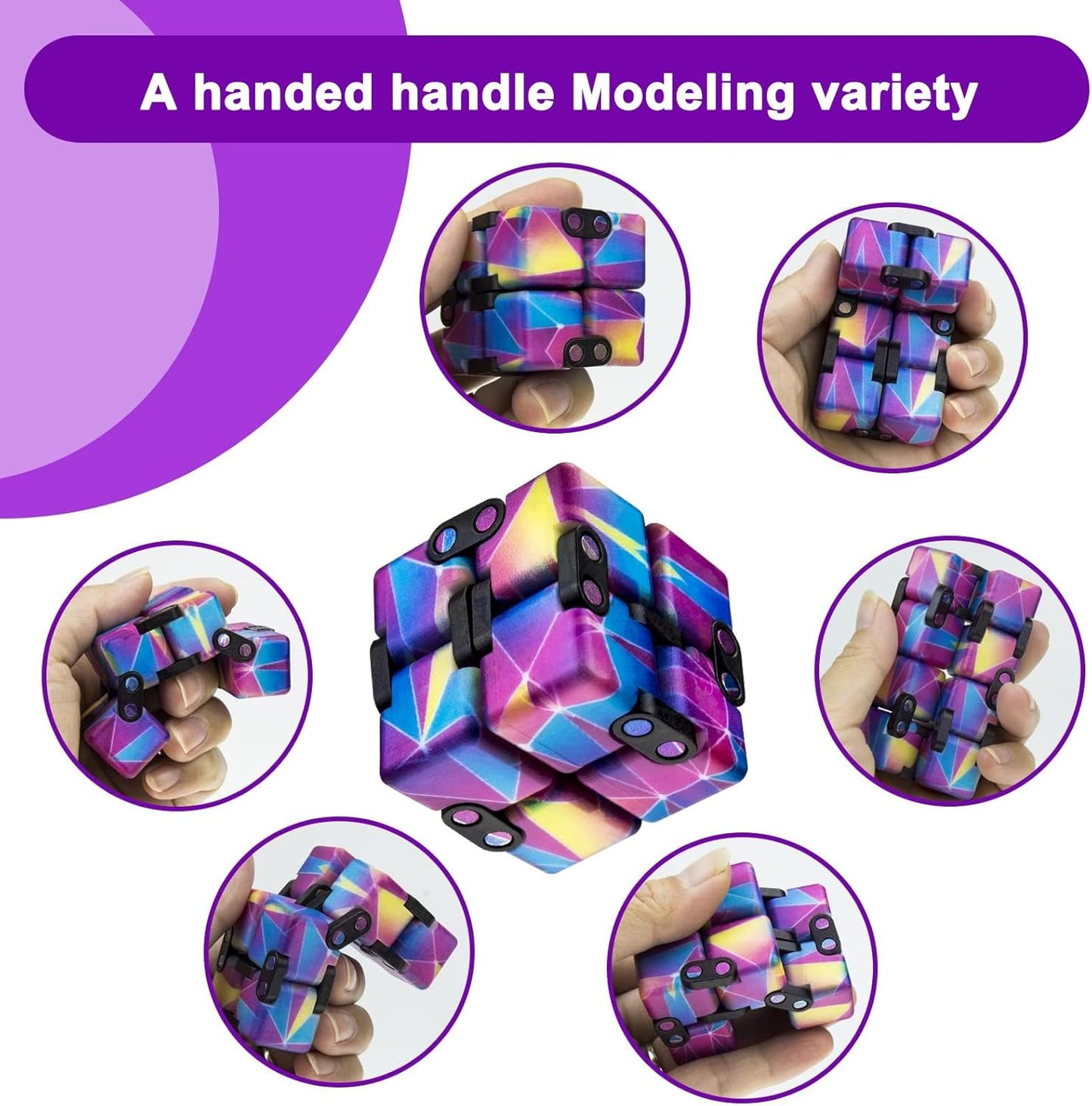 Infinitycube Fidget Toy Stress Relieving Fidgeting Game for Kids and Adults,Cute Pocket-sized Unique Gadget for Anxiety Relief and Kill Time (Mini Blue/Pink)