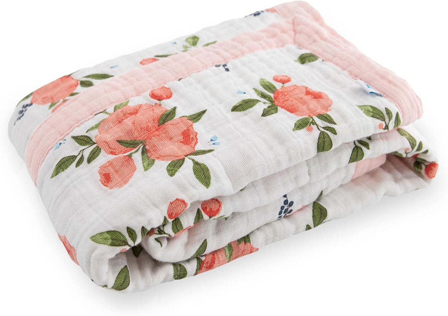 Little Unicorn Newborn Receiving Quilt | Ultra- Soft, Multi-Layered Muslin Fabric | Gift for Newborns & on-The-go (Watercolor Roses)