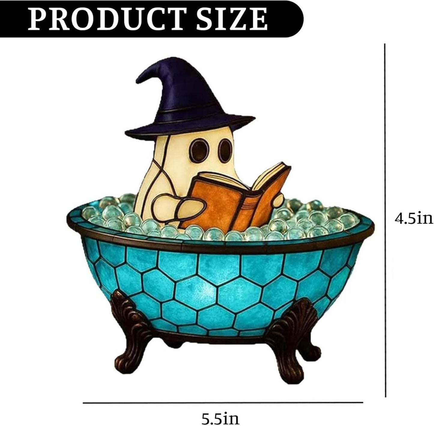 Ghost Bubble Bath Lamp, Halloween Light up Ghost Night Light, LED Flickering Nightlight, Cute Bathtub Spooky Books Nightlight for Halloween Ghost Decor