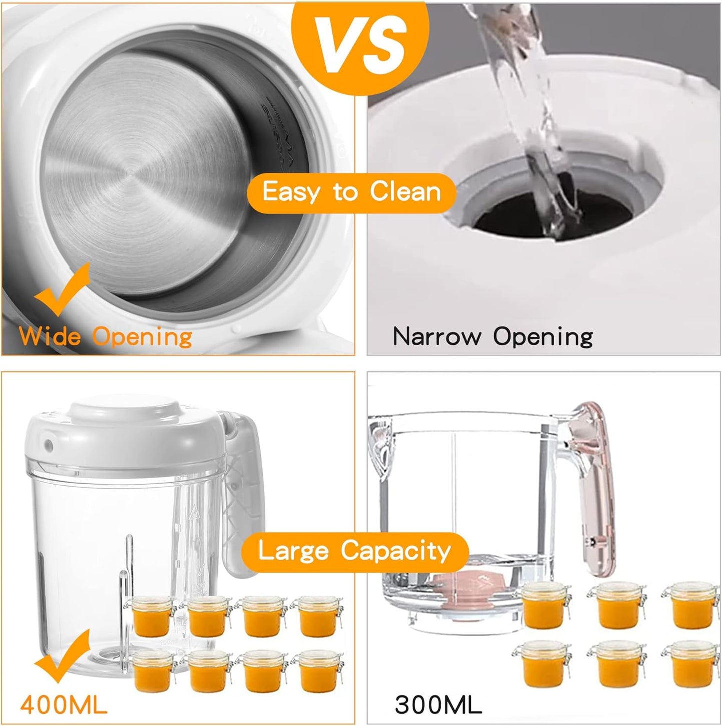 Baby Food Maker, 4 in 1 Baby Food Processor and Steamer, Puree Blender, Multifunctional Baby Puree Maker, Dishwasher Safe (White)