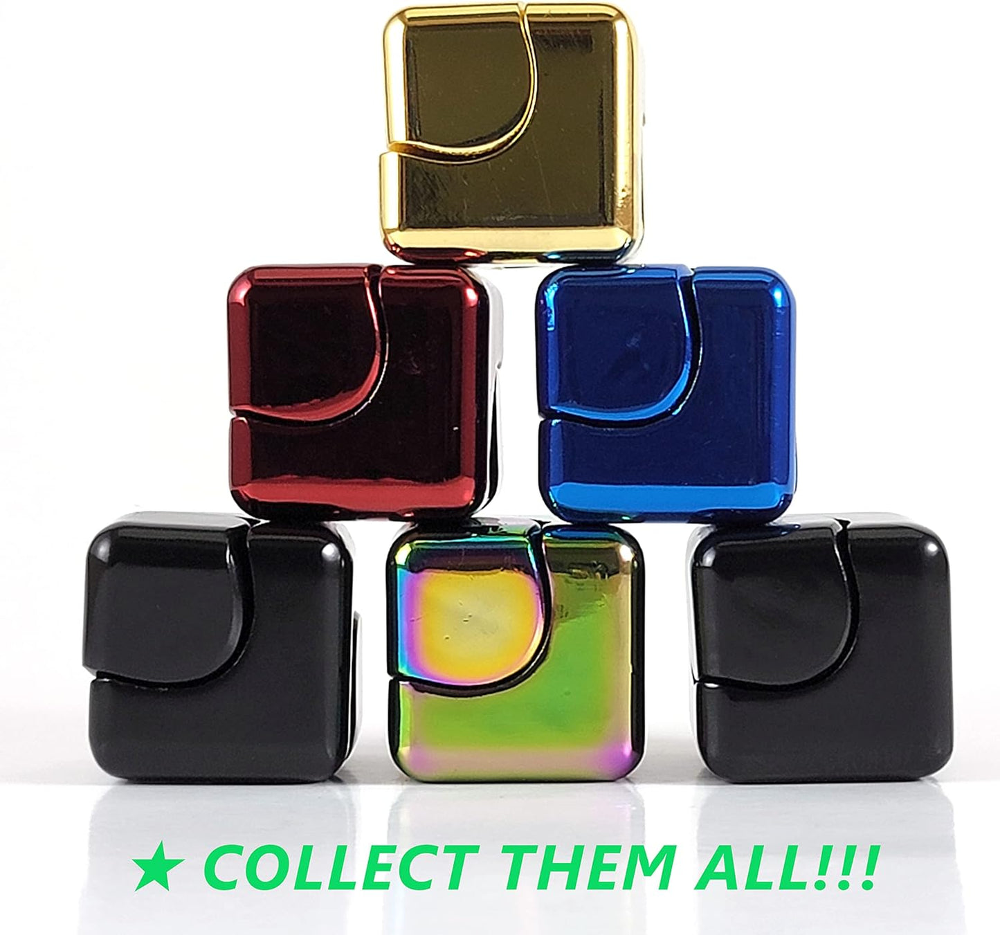QUBI Cube Spinner 4-in-1 Spinning Toy– Helps with Anxiety, ADHD, Autism, Stress & Focus– Desktop EDC Fidgets Spinner Aluminum Alloy Build for Kids & Adults. Gold.