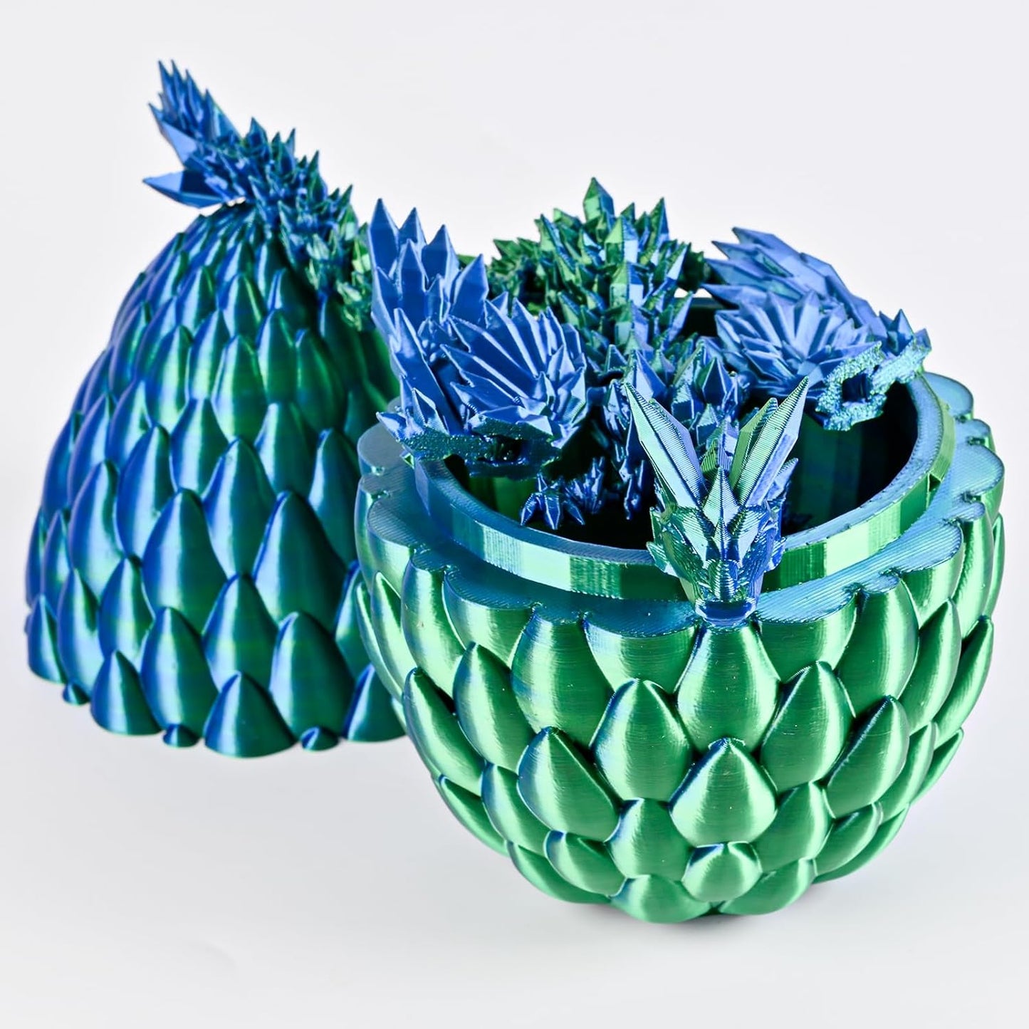 12inch Fly Dragon Egg, Year of The Dragon, 3D Printed Dragon, Executive Desk Toys, Articulated Dragon, Fidget Toys Gifts for Graduates Students Teachers Adults (Green&Blue)