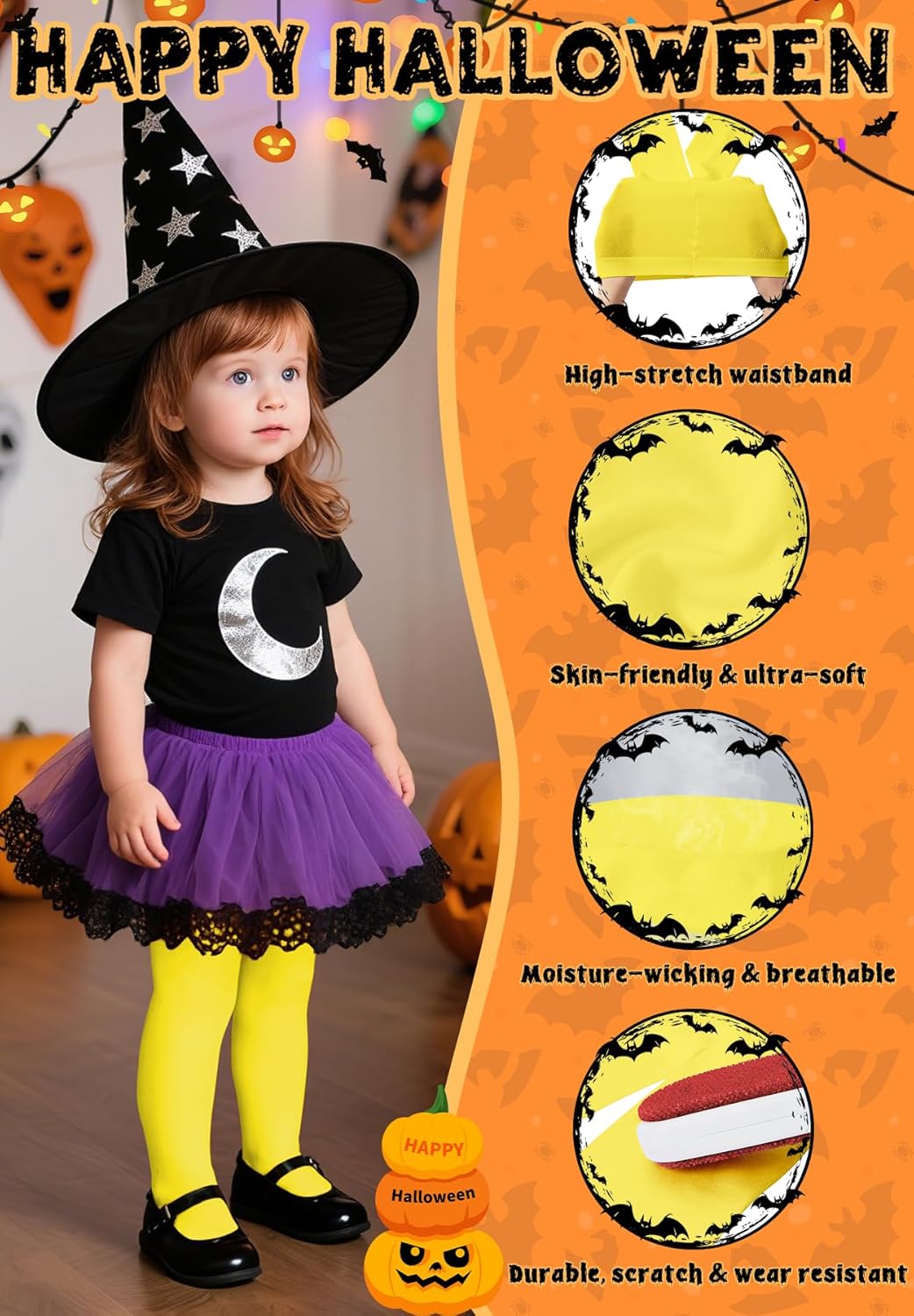 Ultra Soft Toddler Ballet Tights for Girls - Footed Dance Tights Colorful Baby Girls Leggings for Daily Party Halloween 1-6T