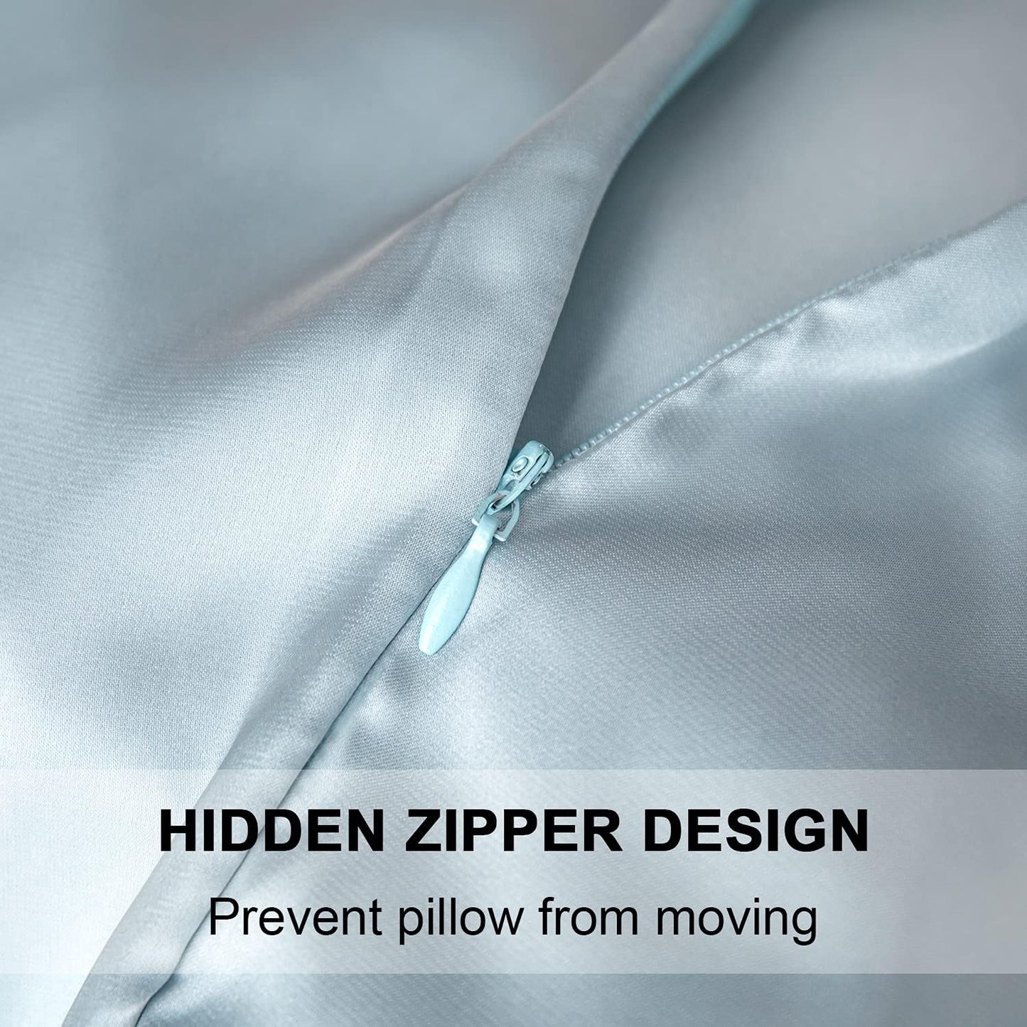 Mulberry Silk Pillowcase for Hair and Skin - Cooling Silk Pillow Case with Hidden Zipper, Allergen Proof Dual Sides Soft Breathable Smooth Silk Pillow Cover for Women (Aqua Blue)