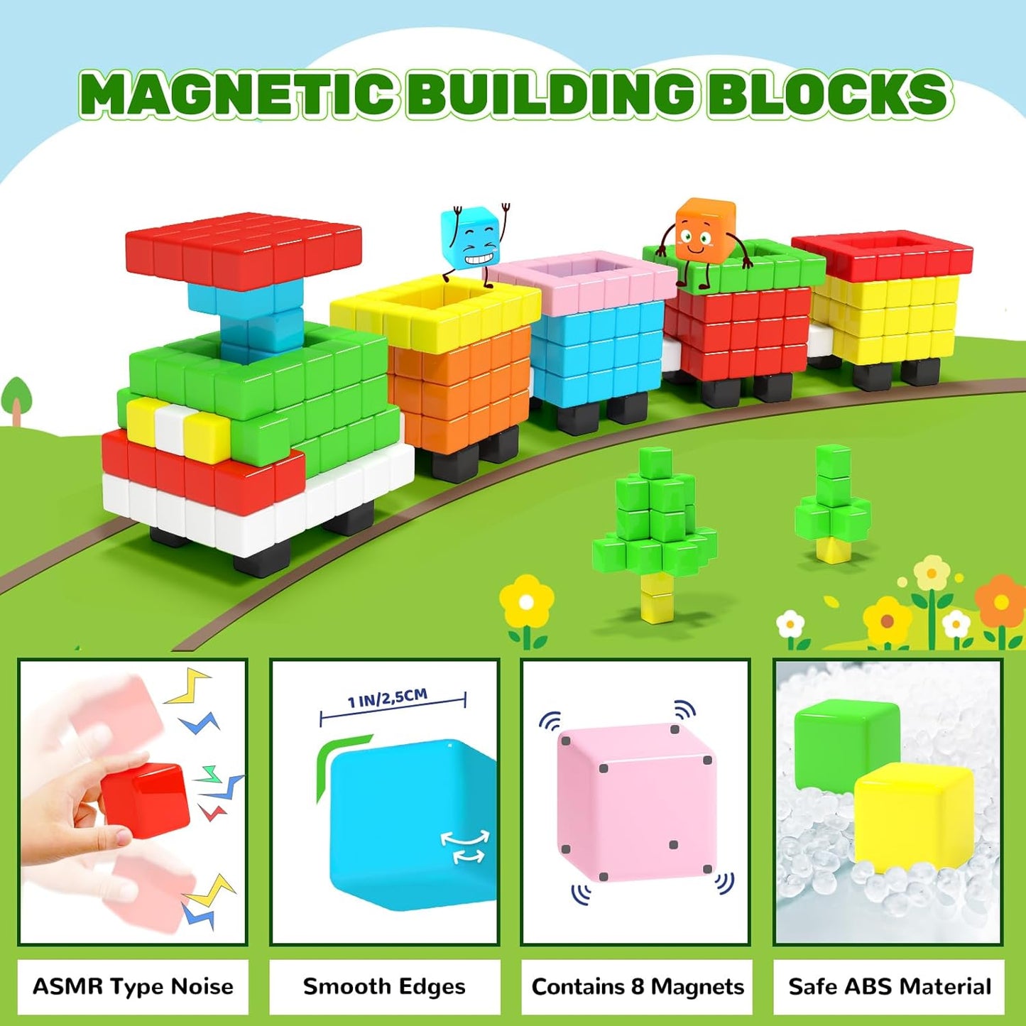 40pcs Magnetic Blocks for Toddler Toys, Magnetic Cubes Building Blocks Classroom Must Haves, STEM Preschool Sensory Magnet Toys for 3 4 5 6 Year Old Boys and Girls