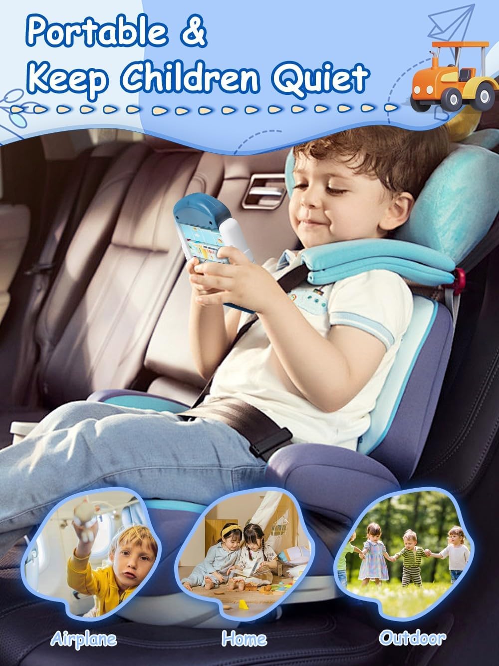 16-Piece Rotating Puzzles for Kids 4-6, Toddlers Puzzles 2-4, Road Trip, Airplane Activities Game, Travel Toys - Brain Teaser, Fine Motor Skills, Birthday Gifts Boys & Girls - Transportation