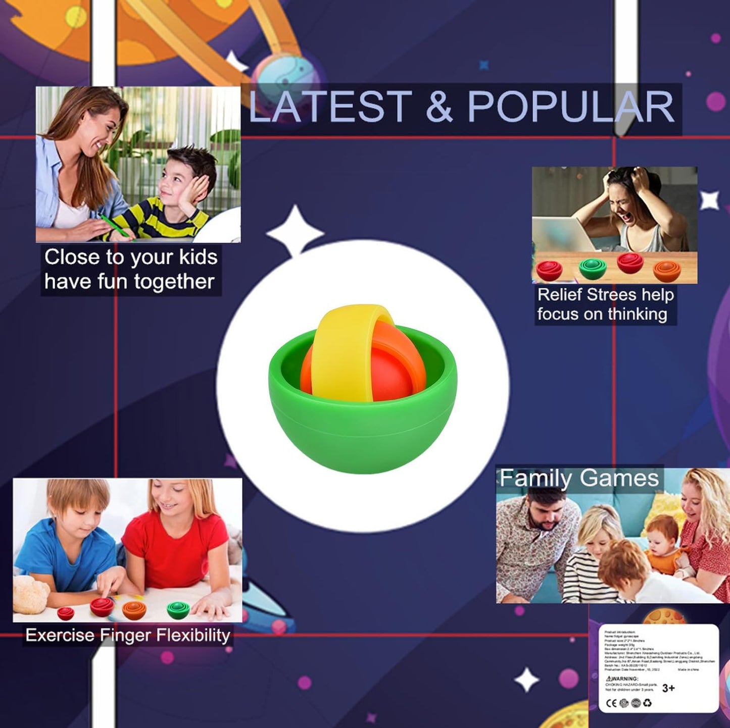 Fidget Toys, 3D Teen Boys Fidgets Spinners, Relief Stress and Exercise Fingers Hand Ball Fidgets Gyroscope, Best Gifts for Boys, Girls, Adult Birthday Games(1PACK)