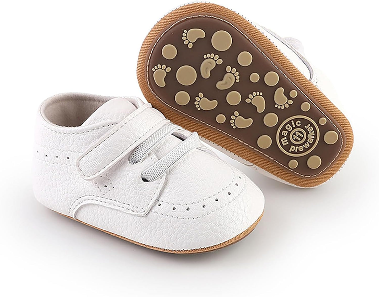 SOFMUO Baby Boys Girls High Top Ankle PU Leather Sneakers Soft Rubber Sole Infant Moccasins Newborn Oxford Loafers Anti-Slip Toddler Wedding Uniform Dress Shoes