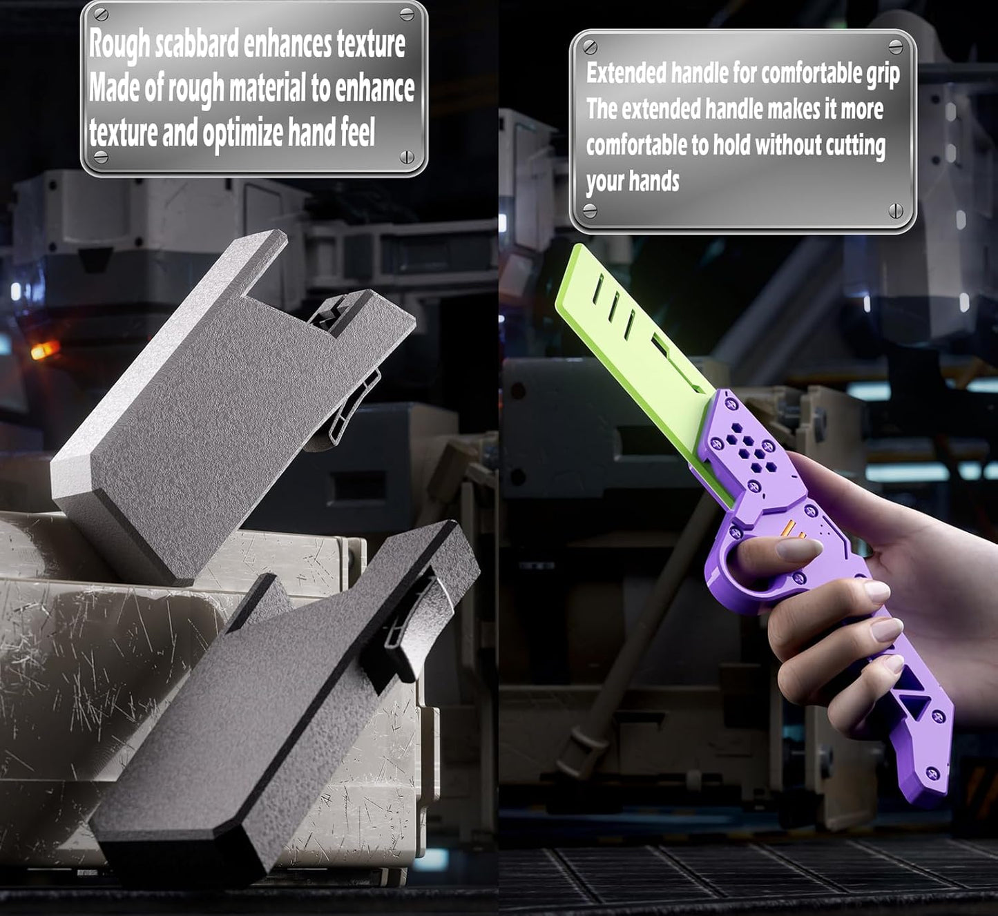 Carrot Radish Catapult Knife- Stress Relief Fidget Toy with Decompression Features - 3D Printed Practice Prop EDC Green Yellow GRYE-N1