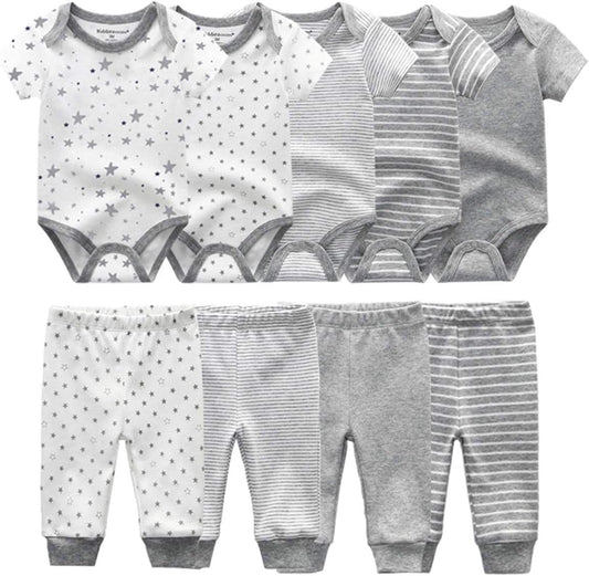 Kiddiezoom Unisex Newborn Baby Short-Sleeve Bodysuit Baby Layette Essentials Giftset Clothing Set