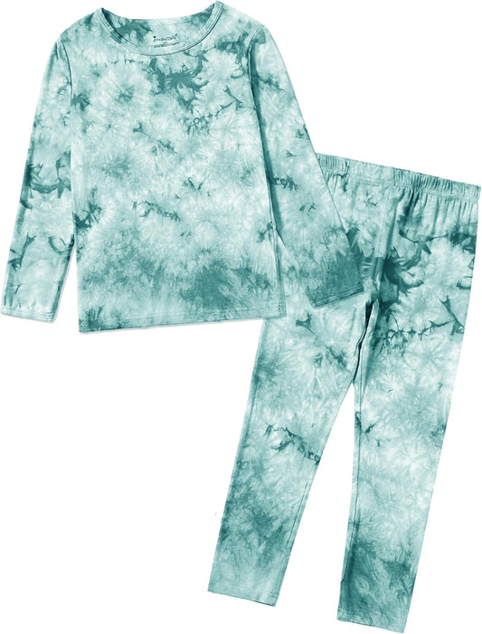 Jimonda Kids Soft Rayon From Bamboo Sleepwear Long Sleeve Boys Girls Pajama Outdoor 2-Piece tops&pant Casual sets Tie Dye PJ