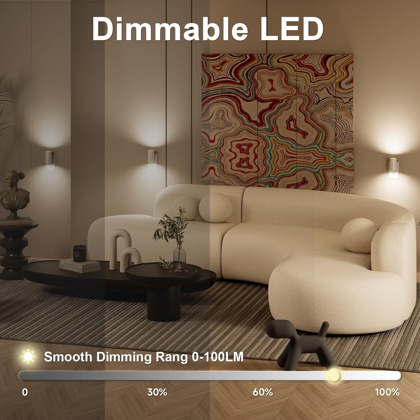 NIORSUN Dusk to Dawn Night Light Plug in,Bright Night Lights Plug Into Wall with 3 Light Modes,Ultra-Slim Design,0-100LM Dimmable Night Light for Hallway Bathroom Stairway Bedroom,White,6 Pack