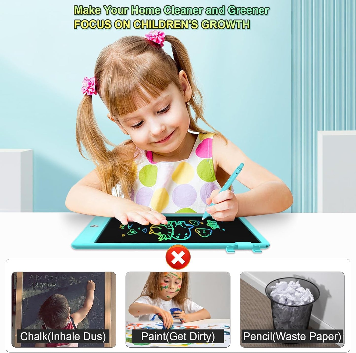 10.5 Inch LCD Writing Tablet for Kids, Colorful Toddler Doodle Board - Erasable Drawing Pad, Educational Learning Toy for Ages 3-8 - Valentine's Day Christmas Birthday Gifts (10.5 Inch, Blue)