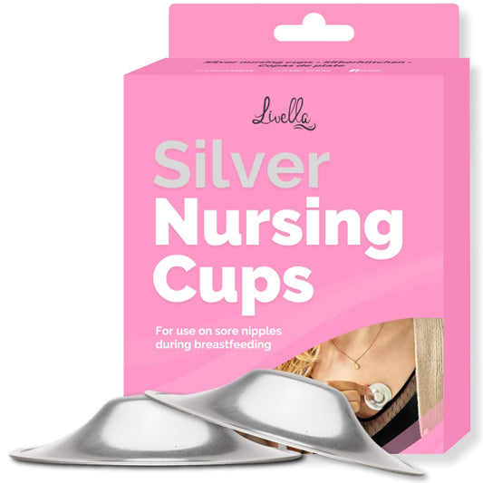 Original Silver Nursing Cups - Made in Germany with 999 Silver - Universal Fit - Protect and Soothe Sore Nipples - Silver Nipple Shields for Breastfeeding - FDA-Registered