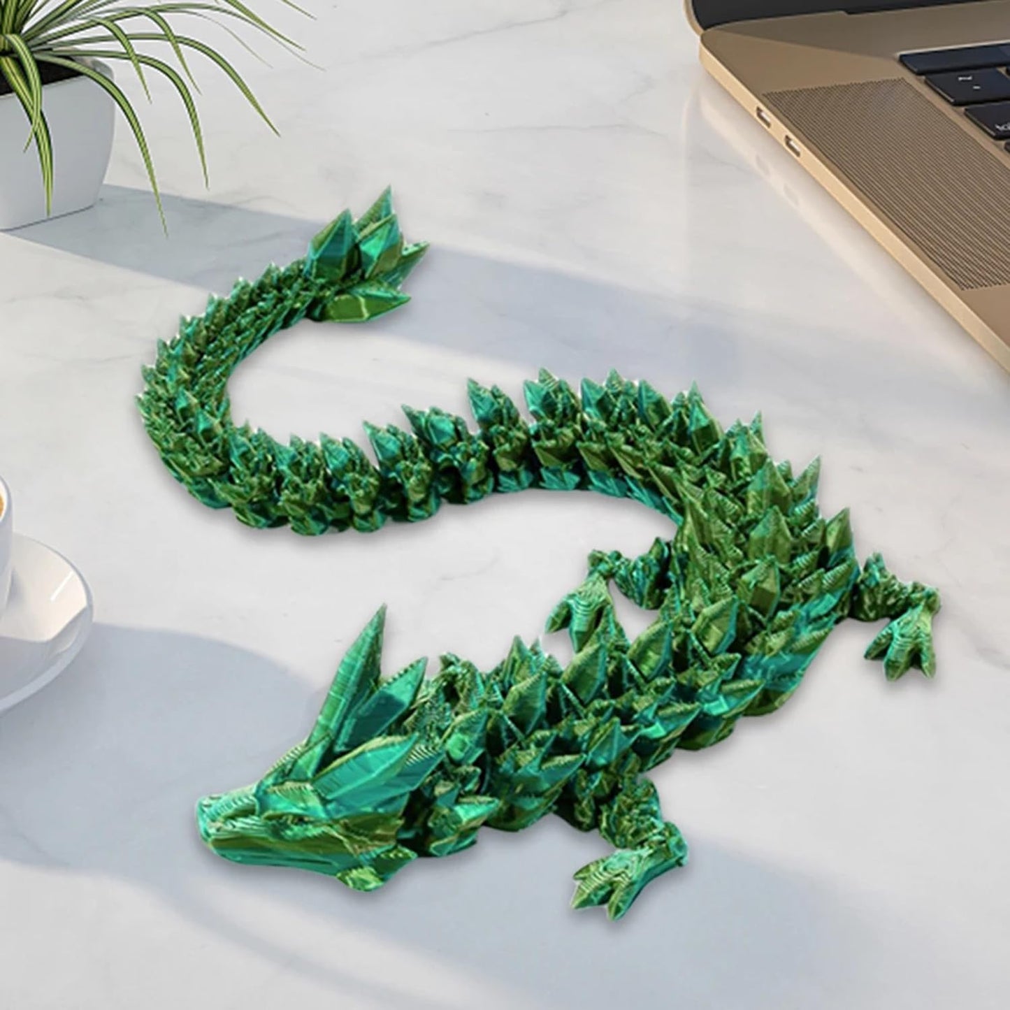 3D Printed Dragon Eggs with Dragon Inside Fidget Toys Full Articulated Dragon Crystal Dragon with Dragon Egg, Home Office Decor Executive Desk Toys Posable Flexible Crystal Dragon Toys (Laser-Green)