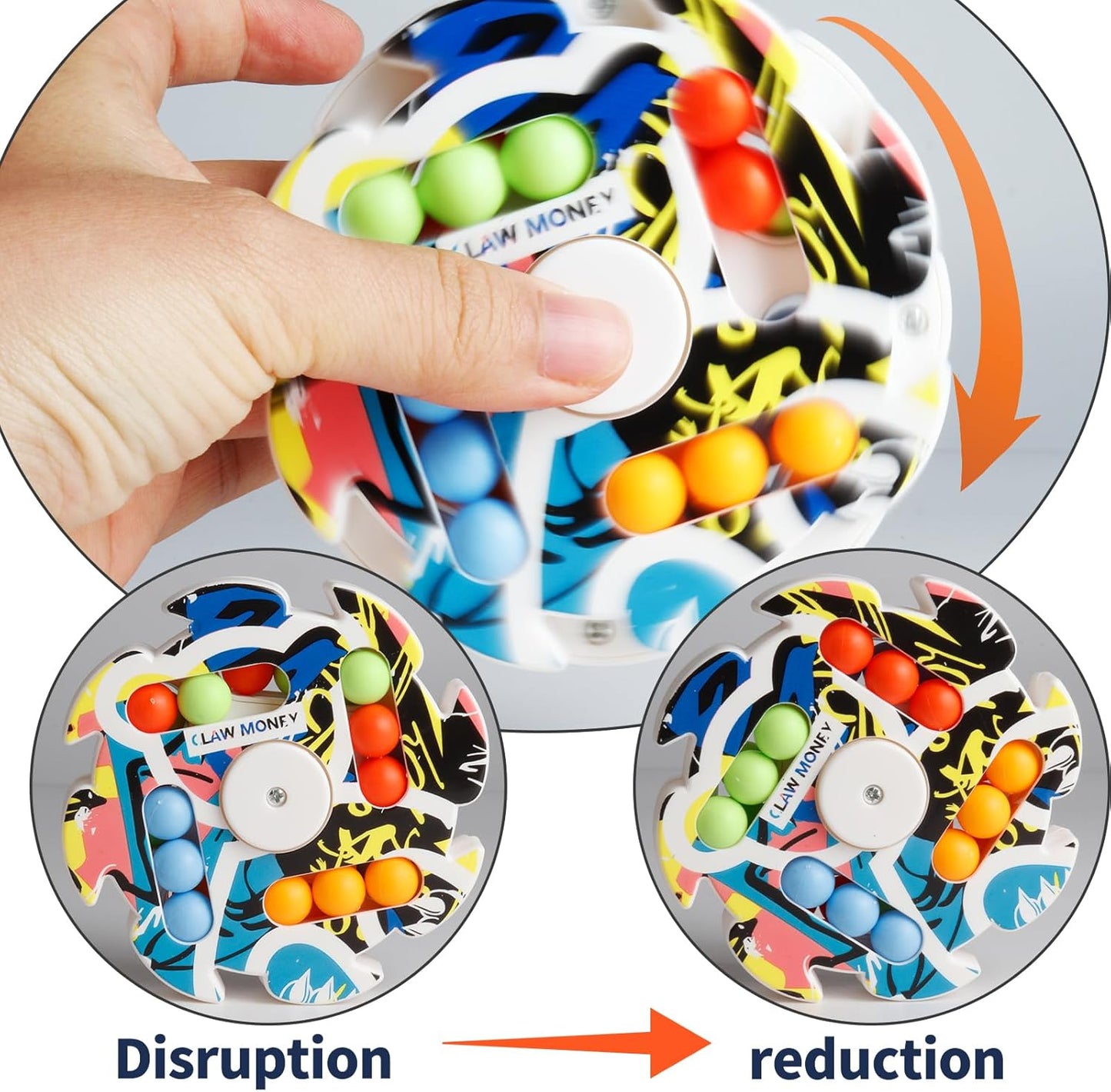 Graffiti Magic Bean Rotating Fidget Spinner Pad - Creative Finger Toy Jigsaw Puzzle Toy, Handheld Spinner Decompression Toy Magic Cube Ball Game, Gift for Kids Age 3 above Birthday Stocking Fillers