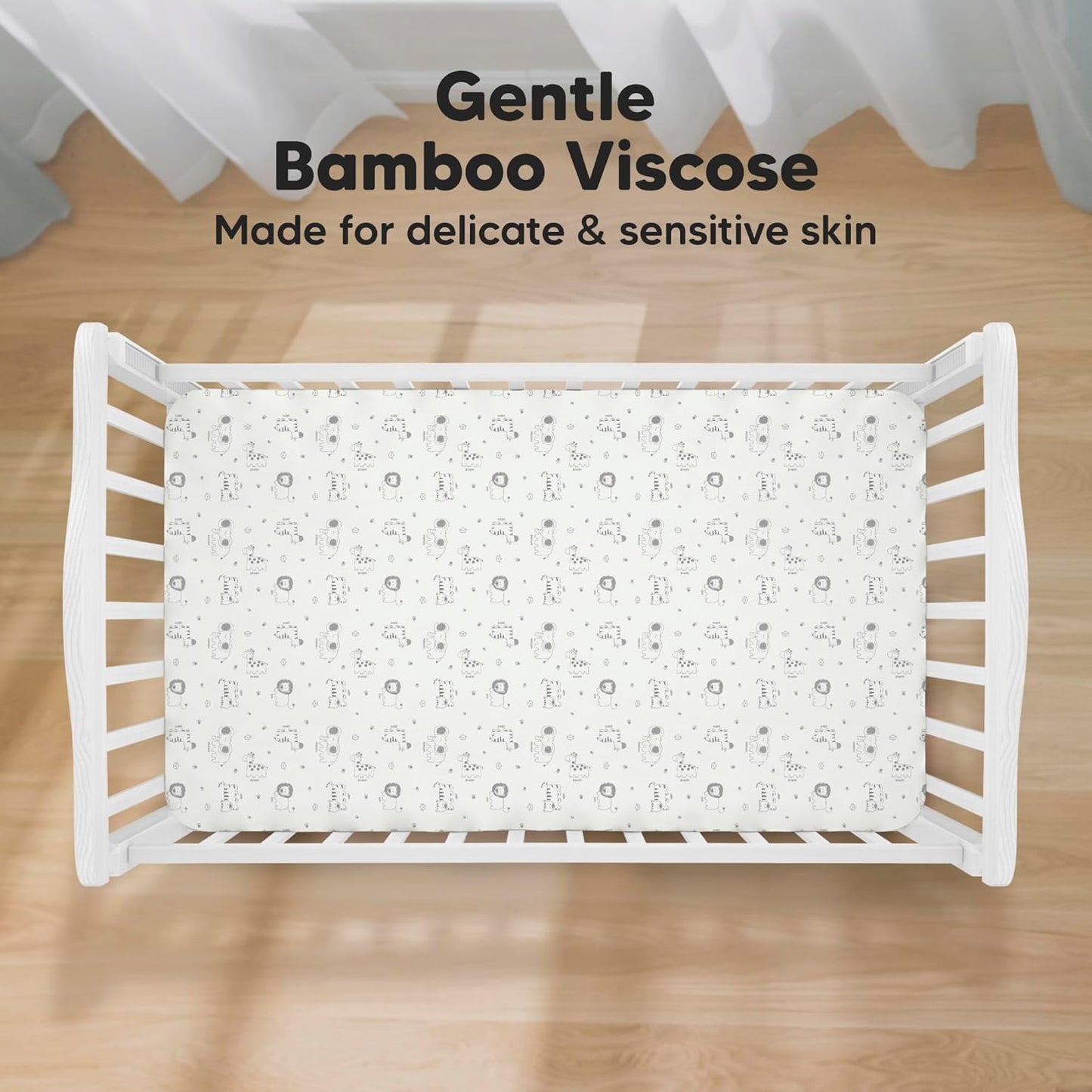 KeaBabies 2-Pack Baby Crib Sheets for Boys, Girls - 52x28 Viscose Derived from Bamboo Toddler Bed Sheets Neutral, Fitted Crib Mattress Cover for Standard Baby Bedding, Soft & Cozy (KeaSafari)