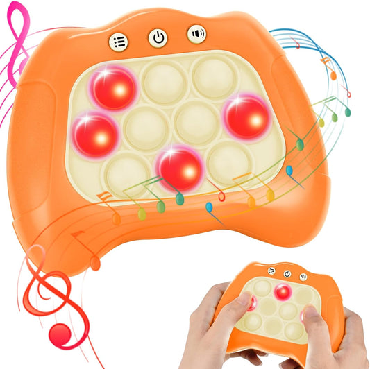 Fast Push Bubble Game, Light-up Pop Game Fidget Toys for Kids and Adults, Electronic Handheld Quick Push Bubble Game, Stress Relief Toys for 6 7 8 9+ Year Old Boys & Girls (Orange)