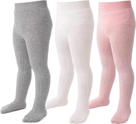Marchare Baby Girls Tights Thick Solid Cable Knit Leggings Winter Warm Stockings For Toddler Girls 1/2/3/4/5 Pack