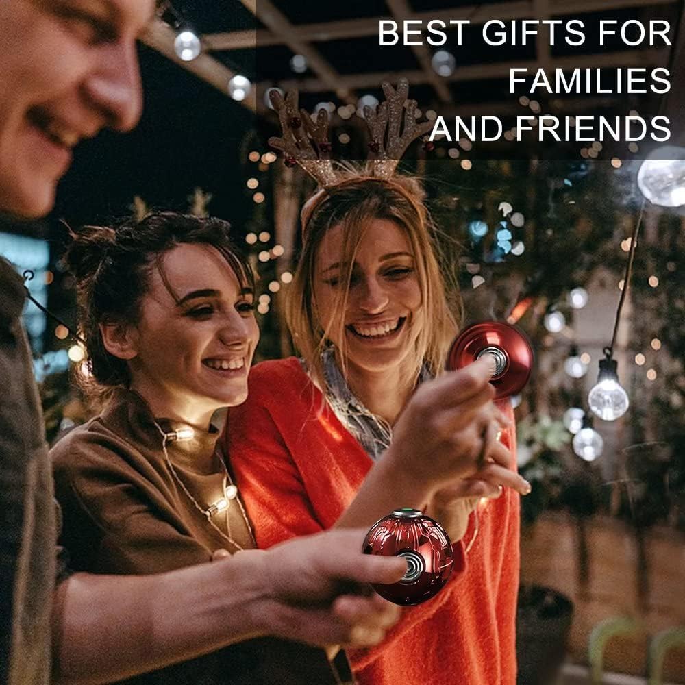 Cool Stress Ball Desk Toy Fidgets Spinner Toy Metal for Kids Adults, Luminous Finger Hand Spinner Ball, Stainless Steel Figit Toy Anti Stress ADHD EDC Fidgeting Ball Chirstams Birhtday Gift