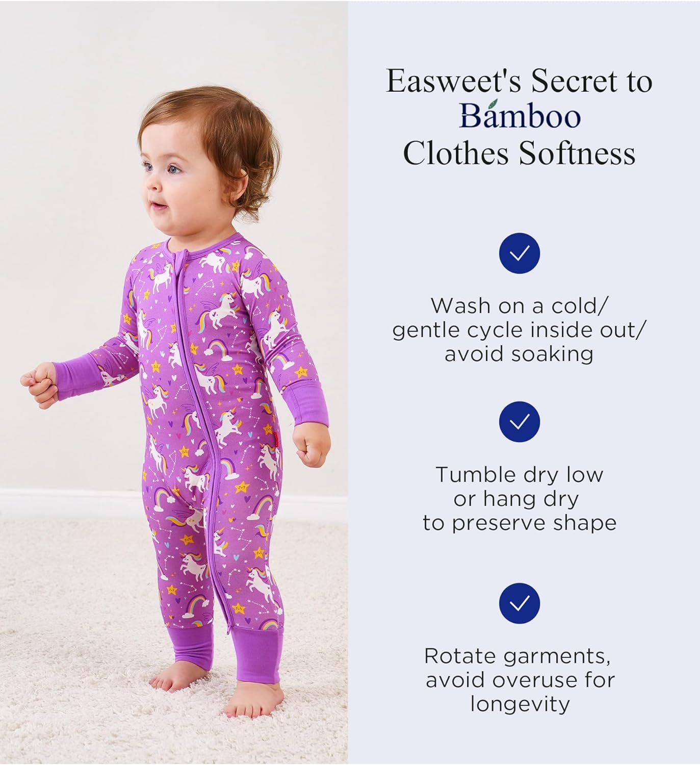 Baby One-Piece Romper Footless Bamboo Viscose Pajamas Sleepers for Baby Boys and Girls