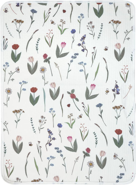 haakaa Waterproof Changing Pad Liners, 100% Cotton, Soft & Breathable (1pc, 19.5" x 27.5" Honey Blossom)