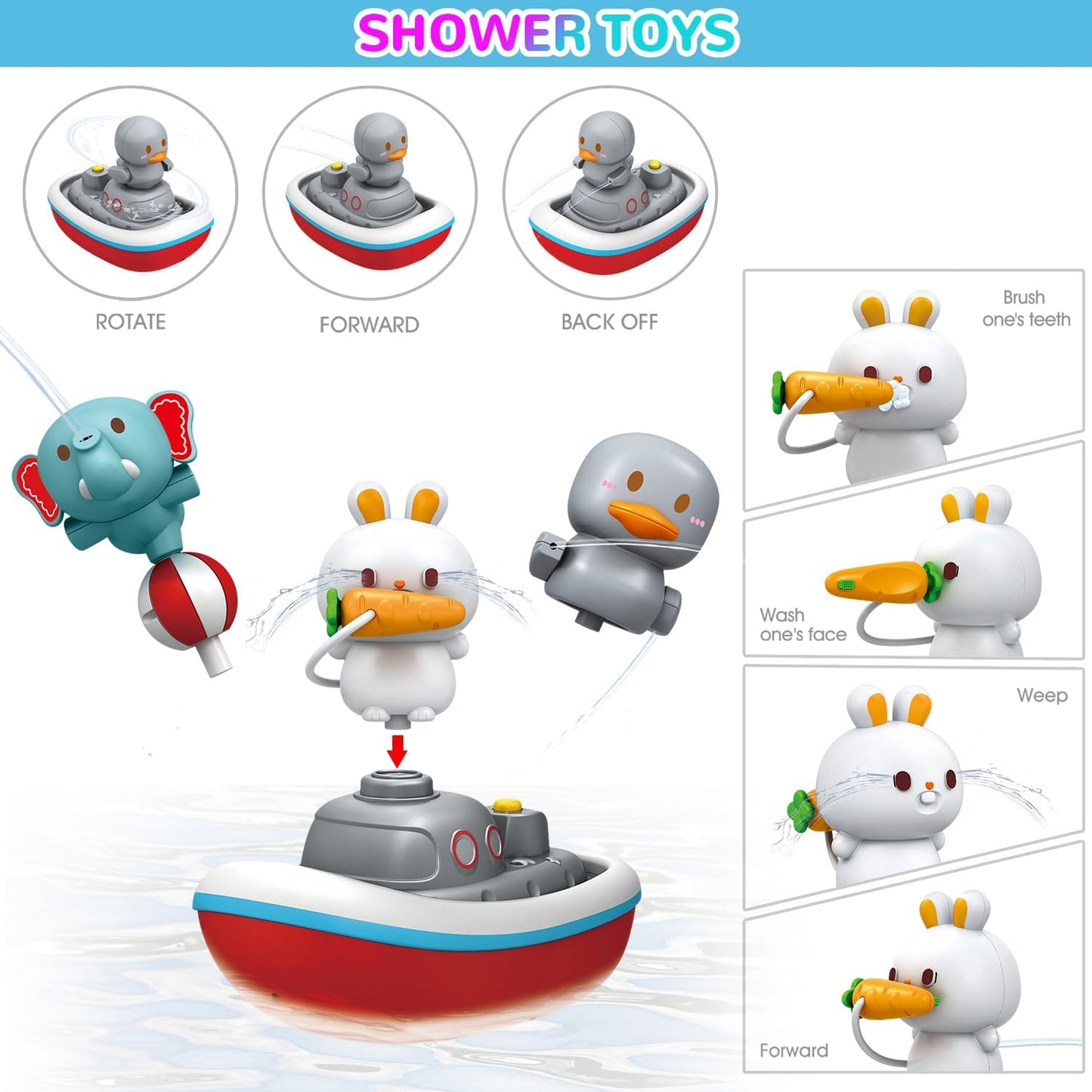 Mostop Toddler Bath Toys for Kids 4-8, Wall Track Buiding Set - Baby Bathtub Toys with Shower Head - Duck Slide Bath Toys - Fun DIY Wall Track Building Set Bathtub Birthday Gift for Boys Girls