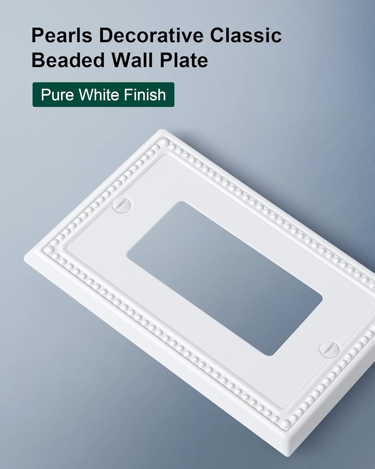 2-Pack Decorator Outlet Cover Plate, Decorative Switch Plates and Outlet Covers, Pure White Metal Wall Plates for Electrical Outlets, Receptacle, GFCI Outlet, Dimmer Switch