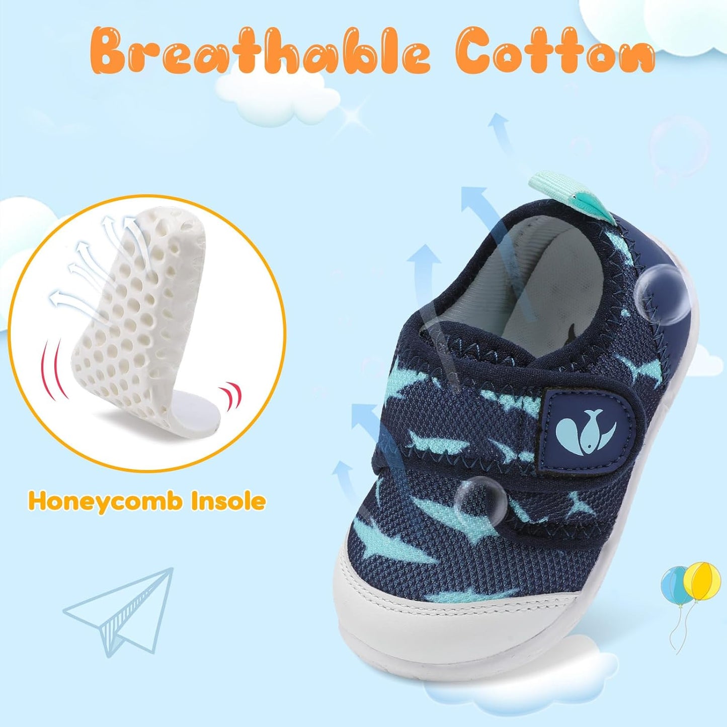 FEETCITY Baby First Walking Shoes Boys Girls Infant Sneakers Crib Shoes Breathable Lightweight Slip On Shoes