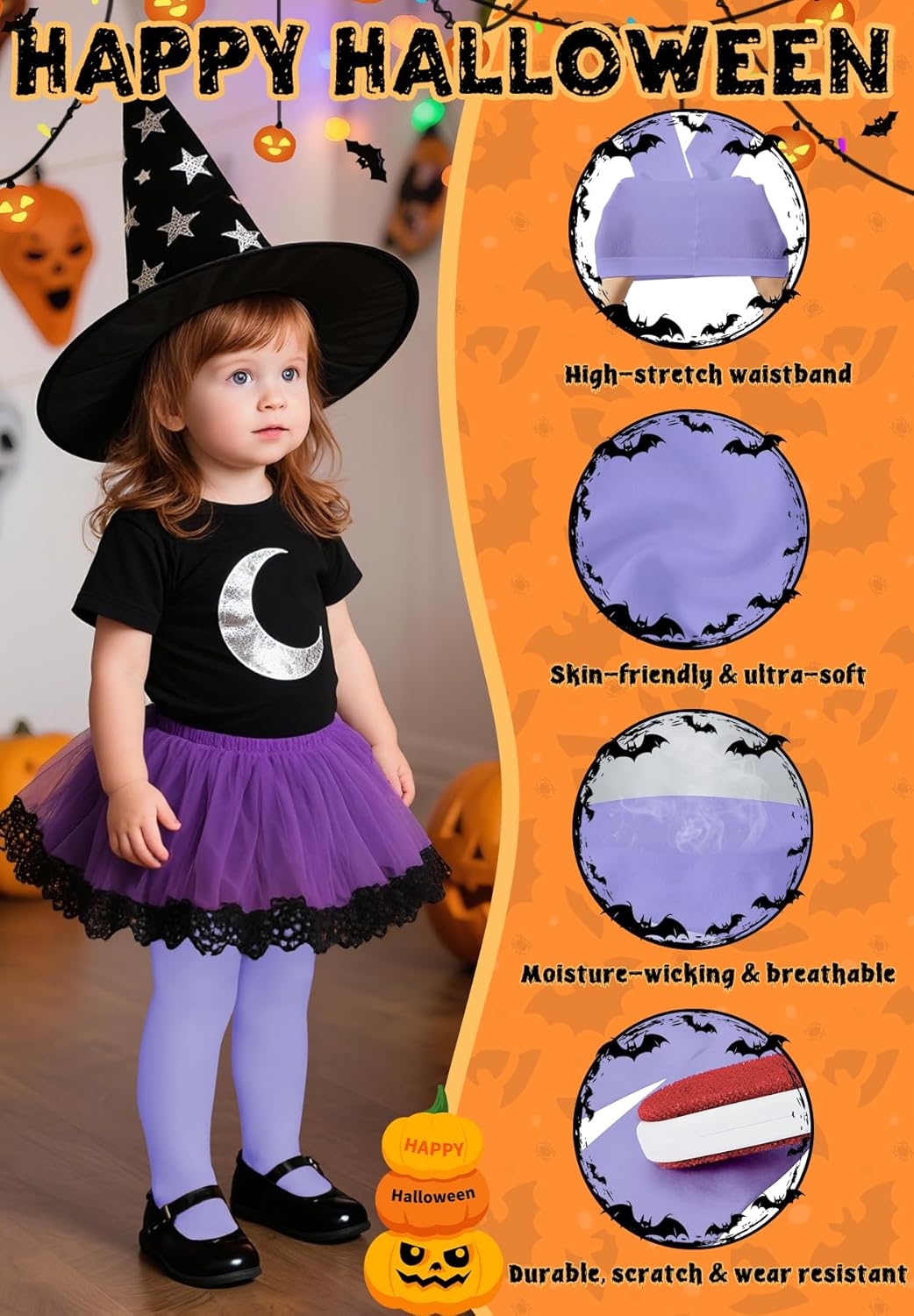 Ultra Soft Toddler Ballet Tights for Girls - Footed Dance Tights Colorful Baby Girls Leggings for Daily Party Halloween 1-6T