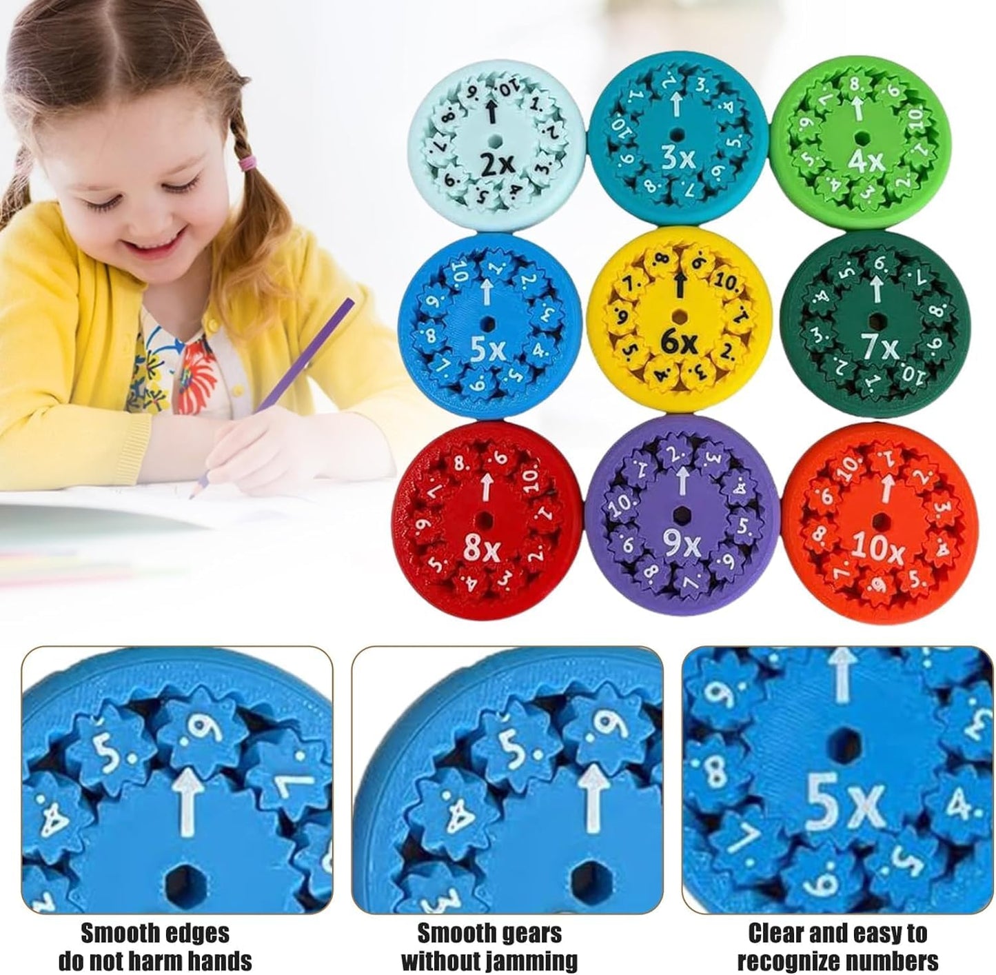 Math Fidget Spinners - 2024 New Math Fact Fidget Spinners, Math Spinner Toy for All The Stimmers - Fidgeters Who are Learning Math, Division and Multiplication, Learning & Education Toys (Plastic)