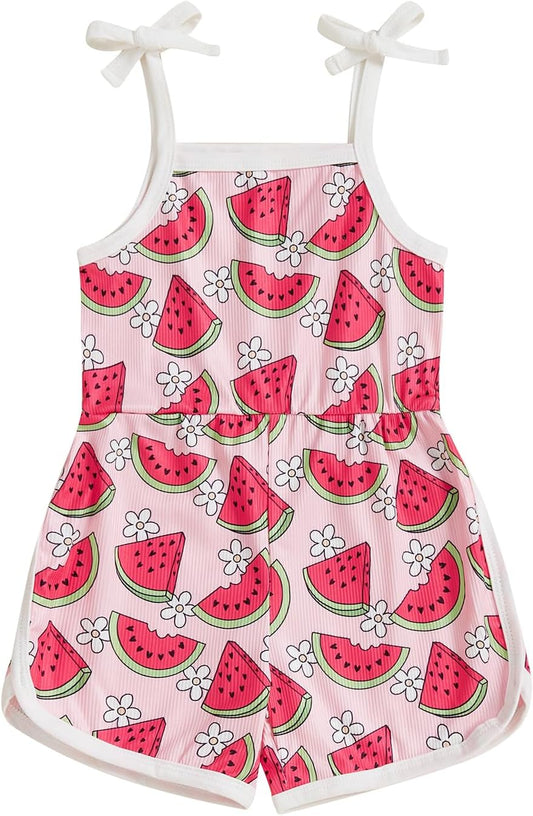 WZTYYDS Toddler Baby Girl Summer Clothes Floral Romper Tie-Up Strap Halter Jumpsuit Infant Summer Sling Playsuit 6M-3T