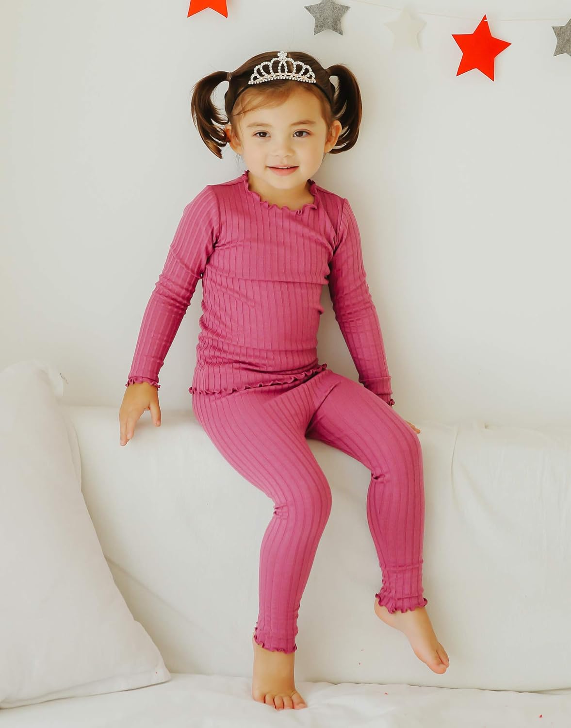 VAENAIT 6M-12Y Toddler Kids Girls Boys Soft Comfy Modal Tencel Solid Raglan Sleepwear Pajamas Pjs 2pcs/4pcs Set