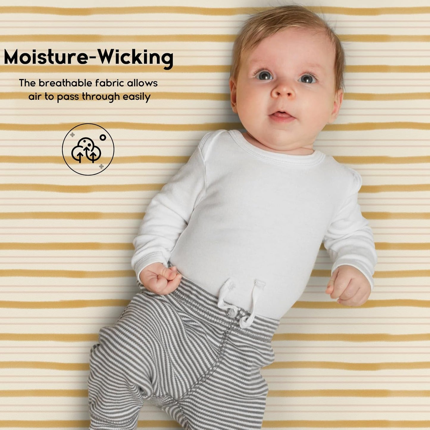 Yoofoss Baby Crib Sheets for Boys Girls, Fitted Crib Sheet 2 Pack for Standard Crib and Toddler Mattress, Super Soft Microfiber Baby Sheet 28x52x8in(Brown+Stripe)