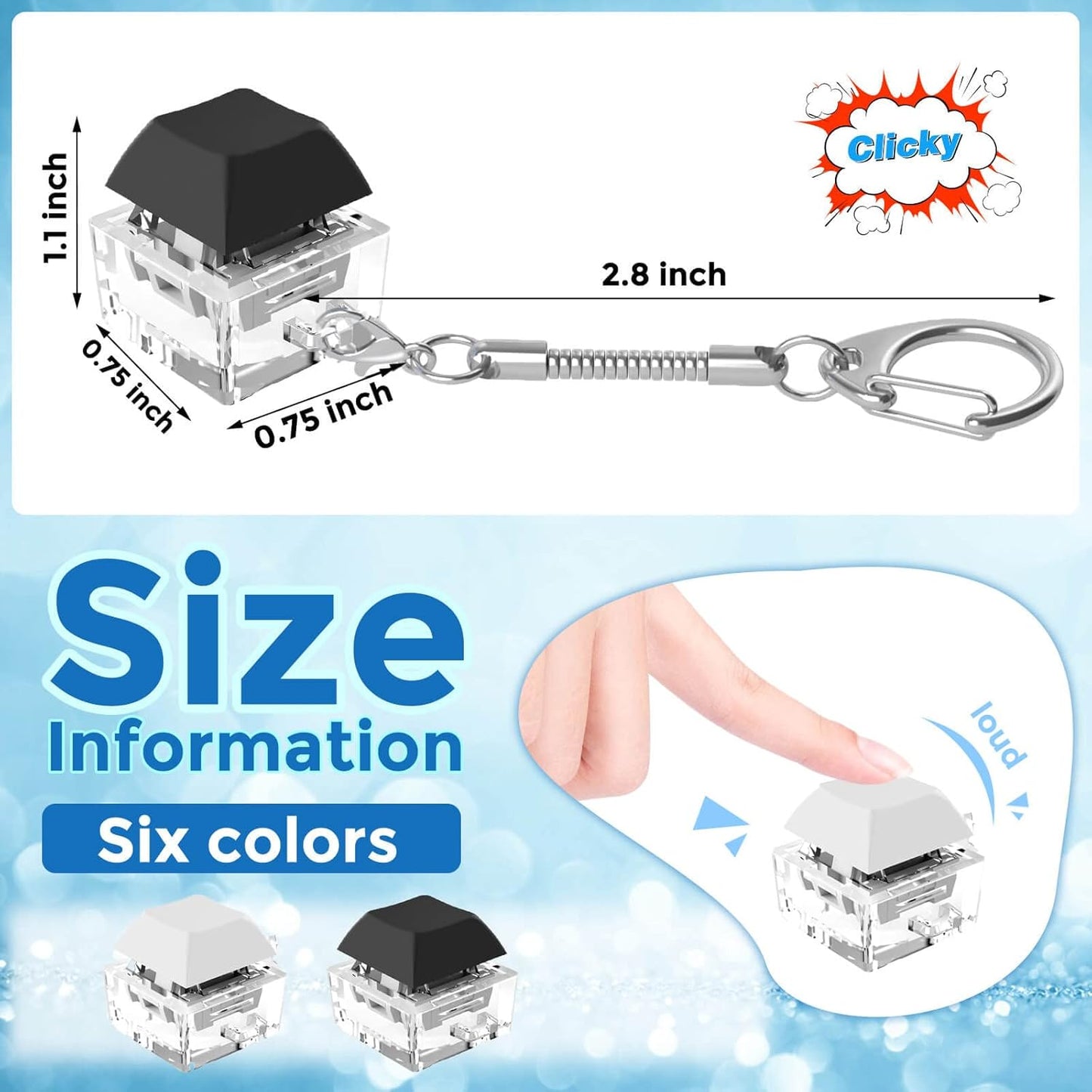 Keyboard Fidget Toys, Keyboard Fidget Keychain Keyboard Decompression Toys Keyboard Fidget Toy Button Stress Relief Gifts for Adult and Kids,Finger Clicker Toys,ADHD Toy,Cool Fidgets(White and Black)