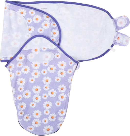 LollyBanks Baby Swaddles 100% Organic Cotton, 3-6 Months Baby Girl Swaddles with Easy Change Zipper, Swaddle Sack for Newborn Girls (Daisy Print)