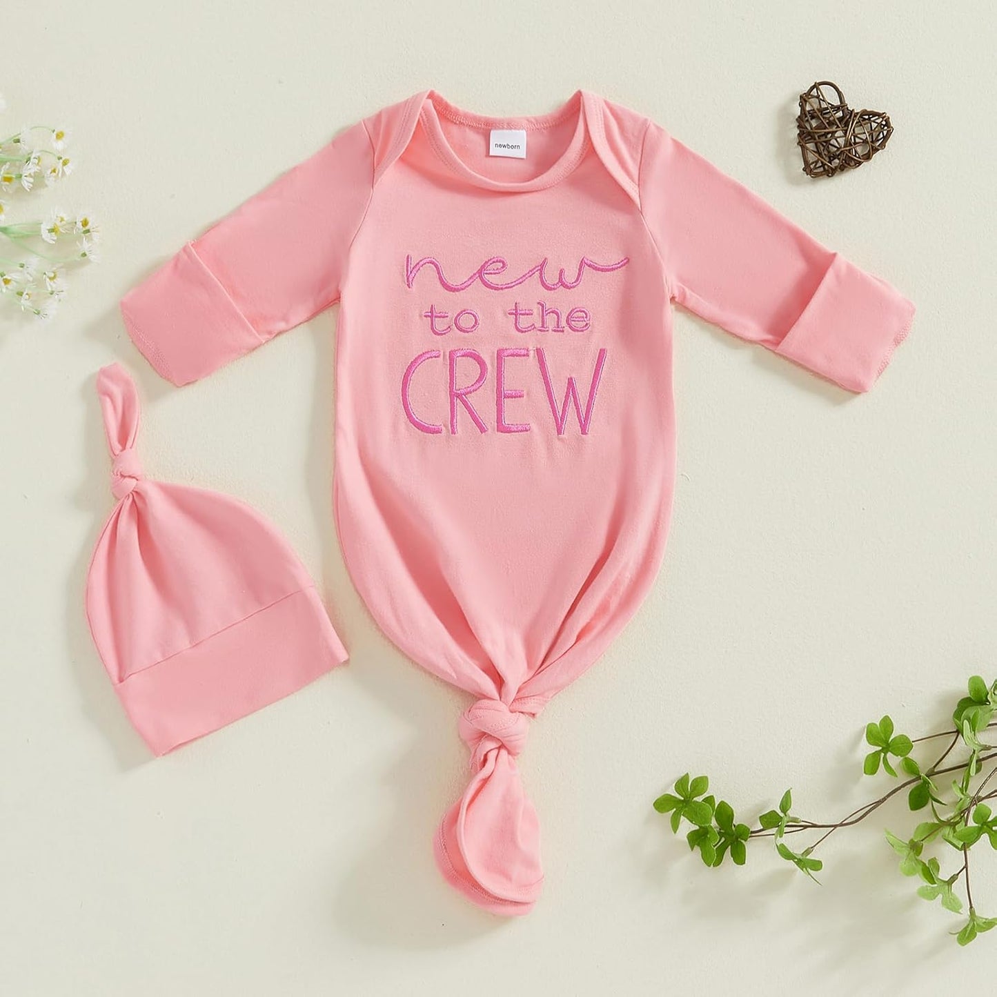 Newborn Boy Girl Coming Home Outfit Baby Infant Sleeper Gown Nightgown Outfits Cute Fall Winter Pajamas and Hat