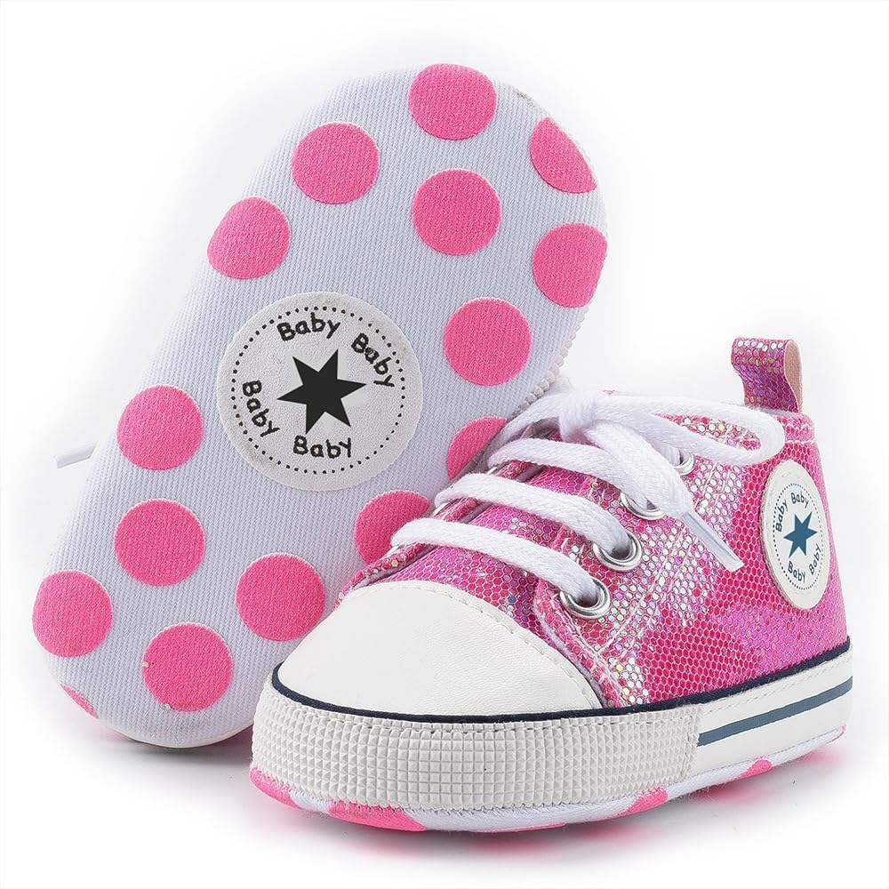 Unisex Baby Girls Boys Canvas High-top Shoes, Newborn Infant Anti-Slip Soft Sole Frist Walking Breathable Sneakers