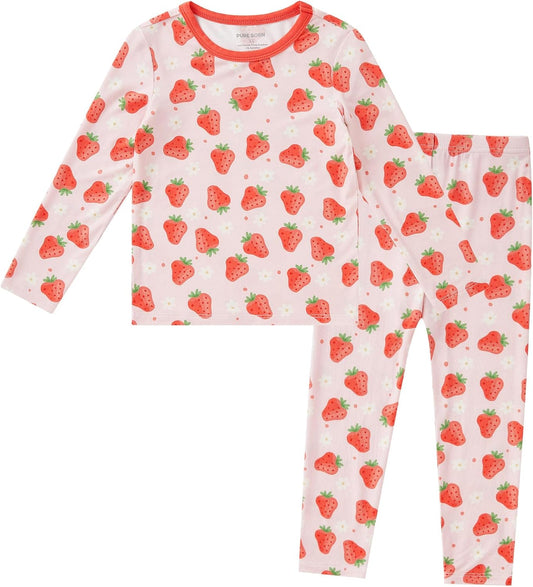 pureborn Baby Viscose From Bamboo Pajamas Set Pjs - Kids Toddler Girl Snug Fit Viscose Sleepwear 2pcs 18M-8Y