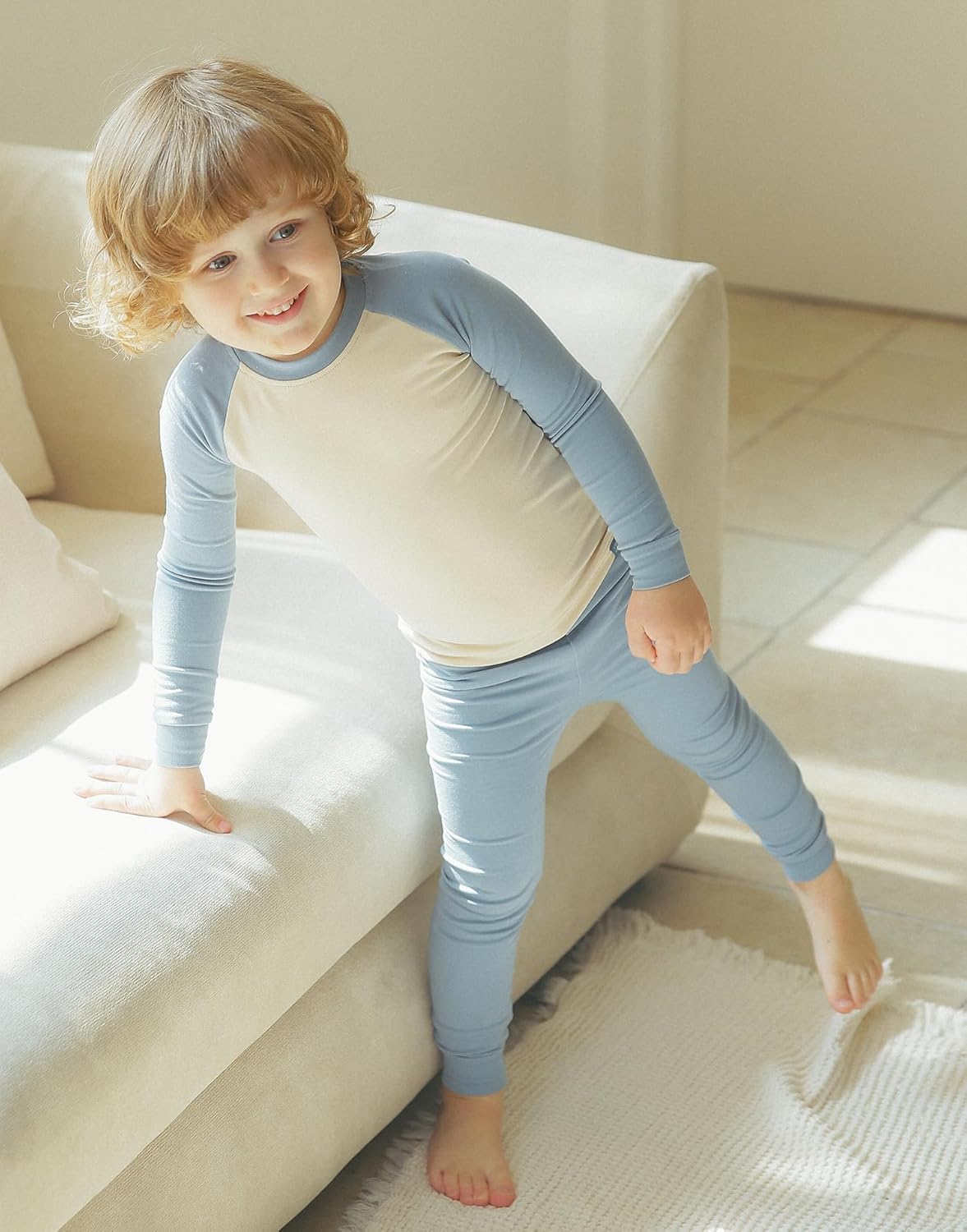 VAENAIT 6M-12Y Toddler Toddler Kids Toddler Girls Boys Soft Comfy Modal Tencel Solid Raglan Sleepwear Pajamas Pjs 2pcs Set