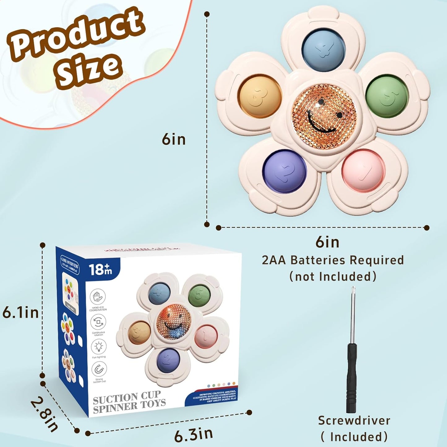 Suction Spinners Baby Toys, Sensory Toys for Toddlers 1-3, Suction Cup Toys for Babies 12-18 Months, High Chair Toys Baby Travel Essentials for Flying, Birthday Gift for 1 Year Old Boy Girls