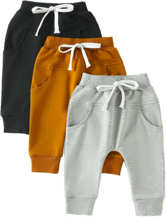 Baby Pants Toddler Infant Newborn Baby Boy Girl Sweatpants Long Joggers Pants Unisex Boy 's Clothing 3 Pack
