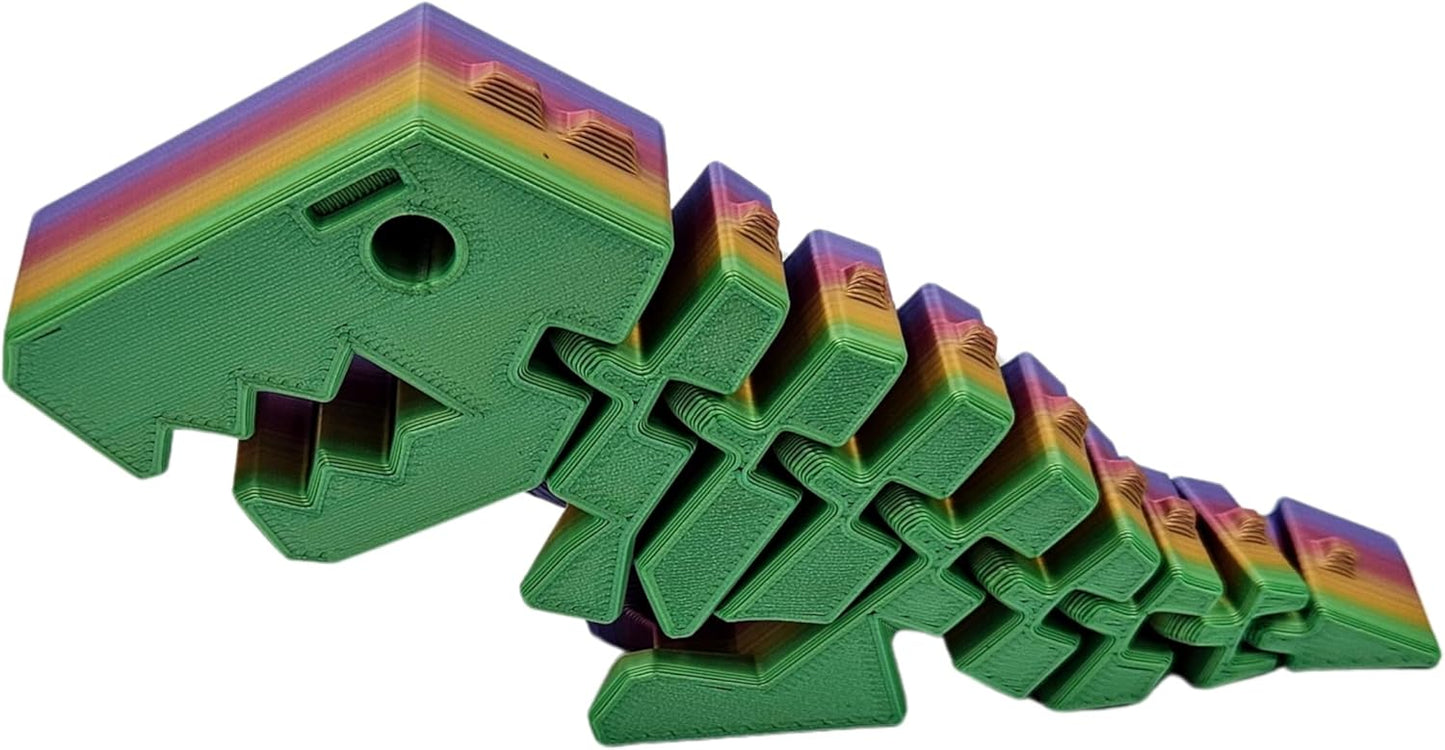 Rexi Collectible Figurine - Stress Relief, Autism, ADHD - Flexible Dinosaur - Articulating Joints (Rainbow)