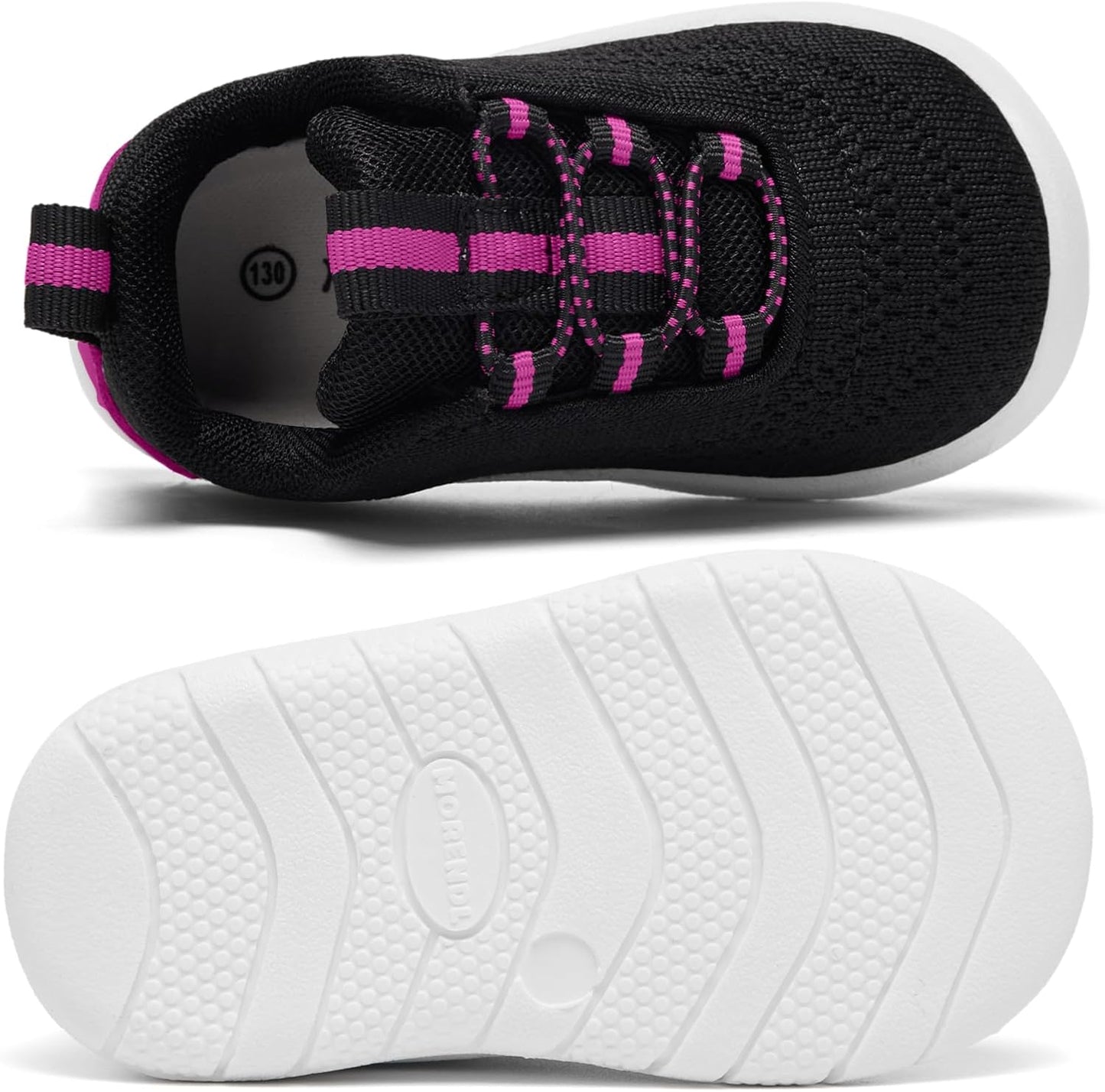 MORENDL Toddler Slip On Sneakers Baby Walking Shoes Non-Slip Breathable Unisex Pink Mesh Lace-Up Athletic Sneakers Infant Running Shoes