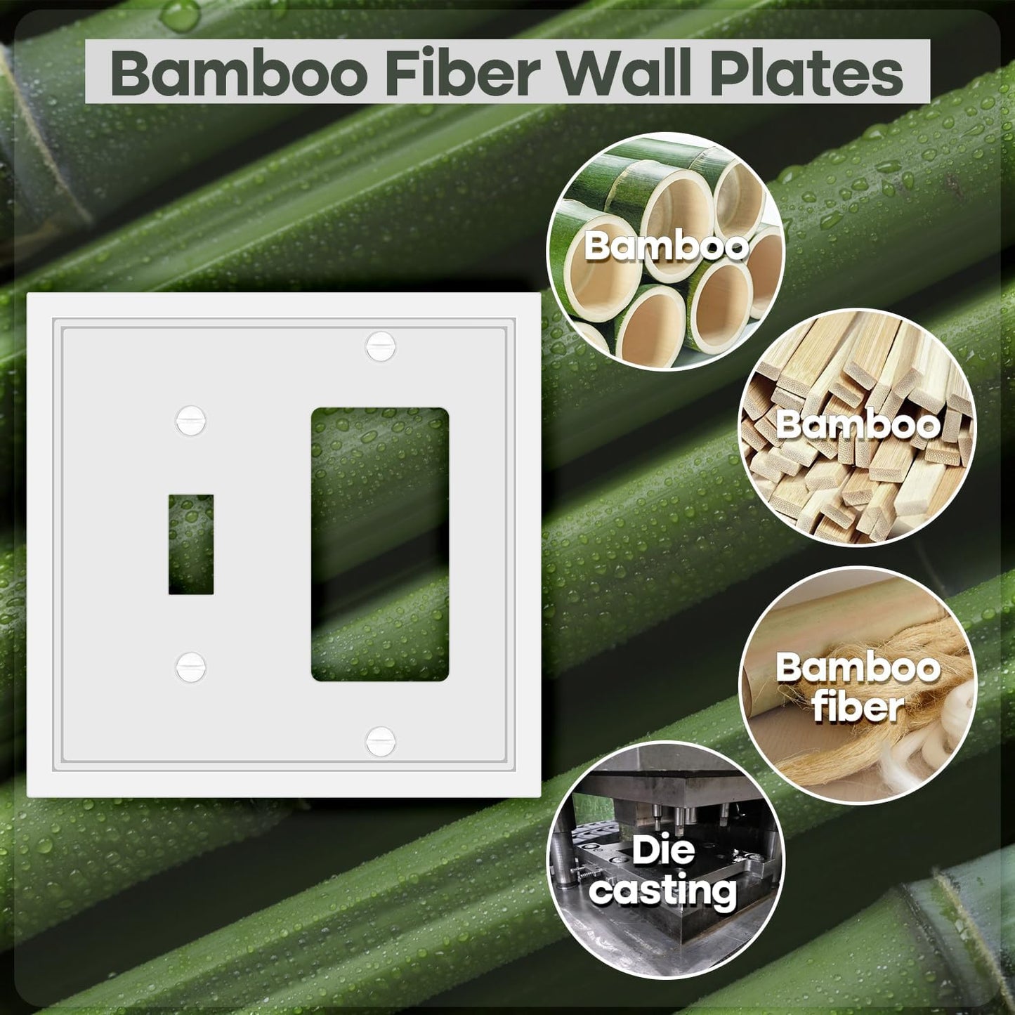 Toggle/Decorator Combo Light Switch Cover Plate White Classic Decorative Switch Plates Cover 2 Gang Wall Plate Cover for Duplex, Toggle, Combo, 2 Pack