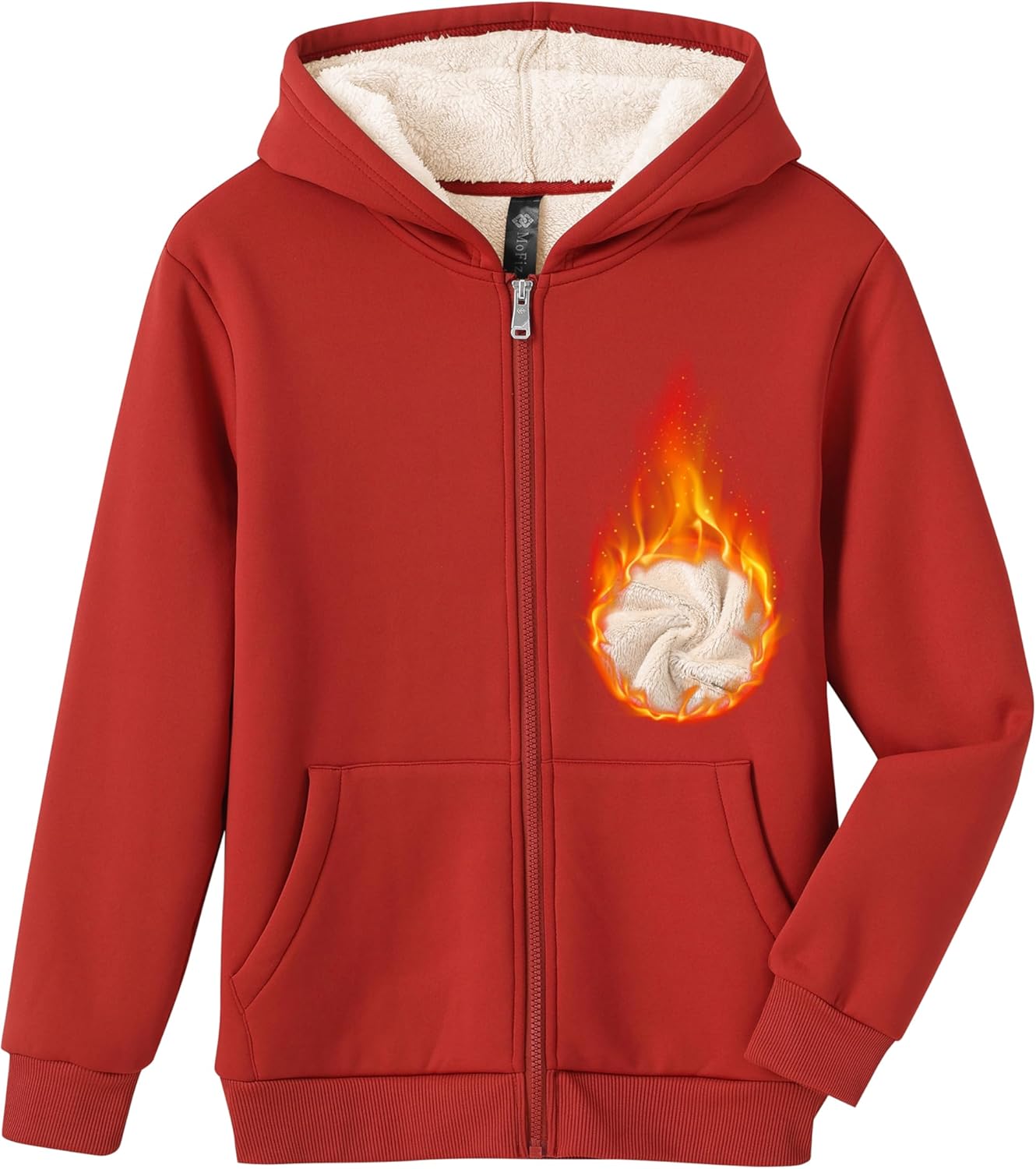 MoFiz Kids Fleece Jackets Sherpa Lined Hoodie Jacket Hooded Zip up Sweatshirt Coats for Boys Girls Winter Casual Outerwear
