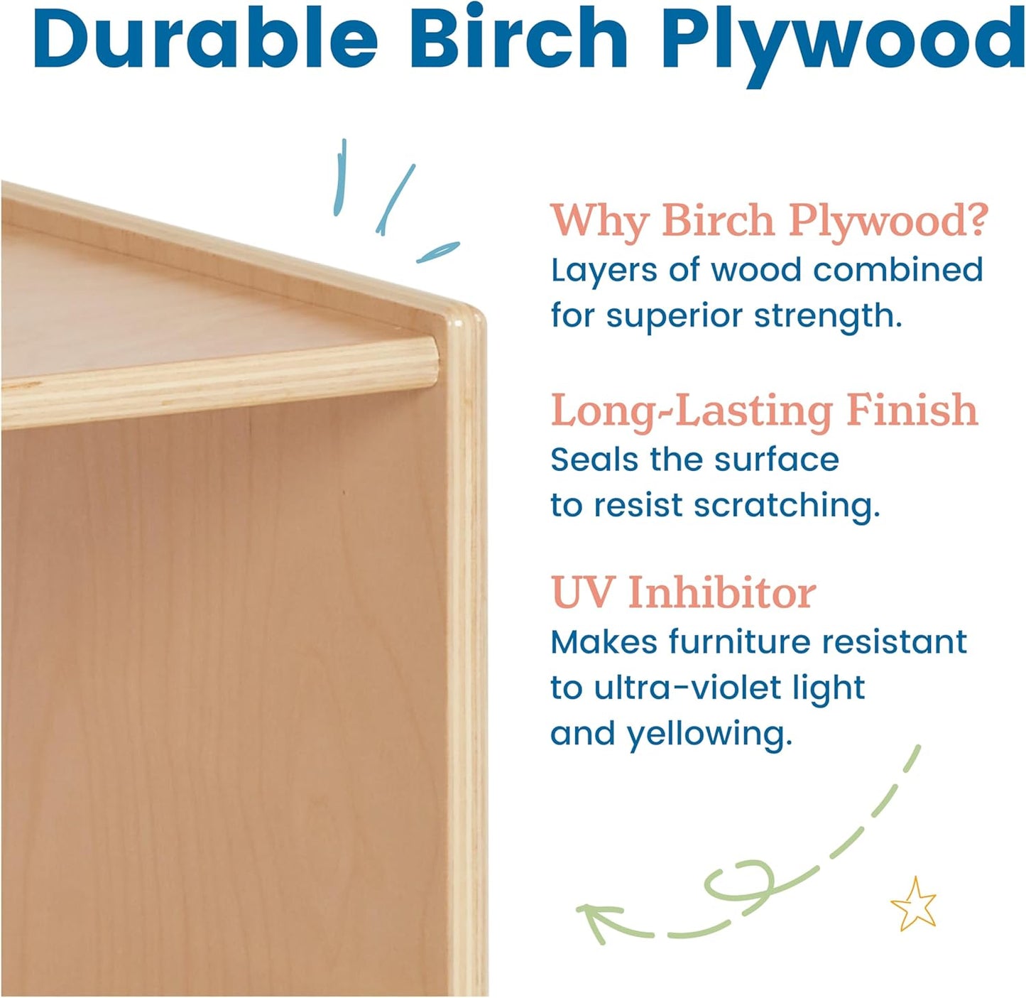 ECR4Kids Reach-Up Step Stool with Handles, Kids Furniture, Natural