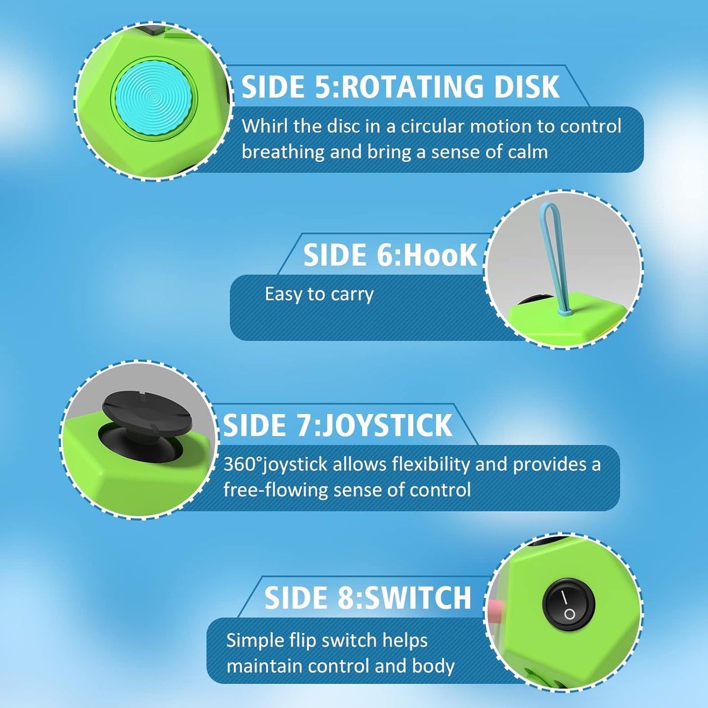 Fidget Dodecagon –12-Side Fidget Toys Cube Relieves Stress and Anxiety Anti depression cube for Children and Adults with Autism(B1 Green)