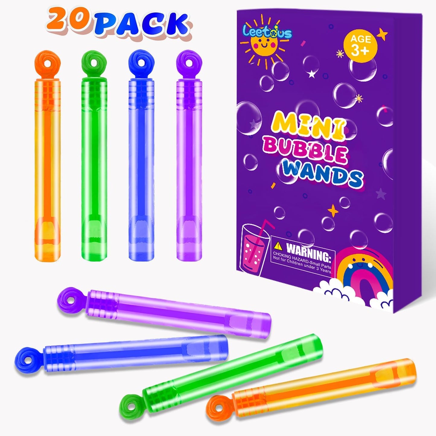 Bubbles Party Favors Supplies for Kids, 20 Pack Mini Pocket Bubble Wand Toys for Toddlers, Small Halloween Carnival Pinata Birthday Classroom Wedding Camping Favors Treats Gifts for Boys Girls