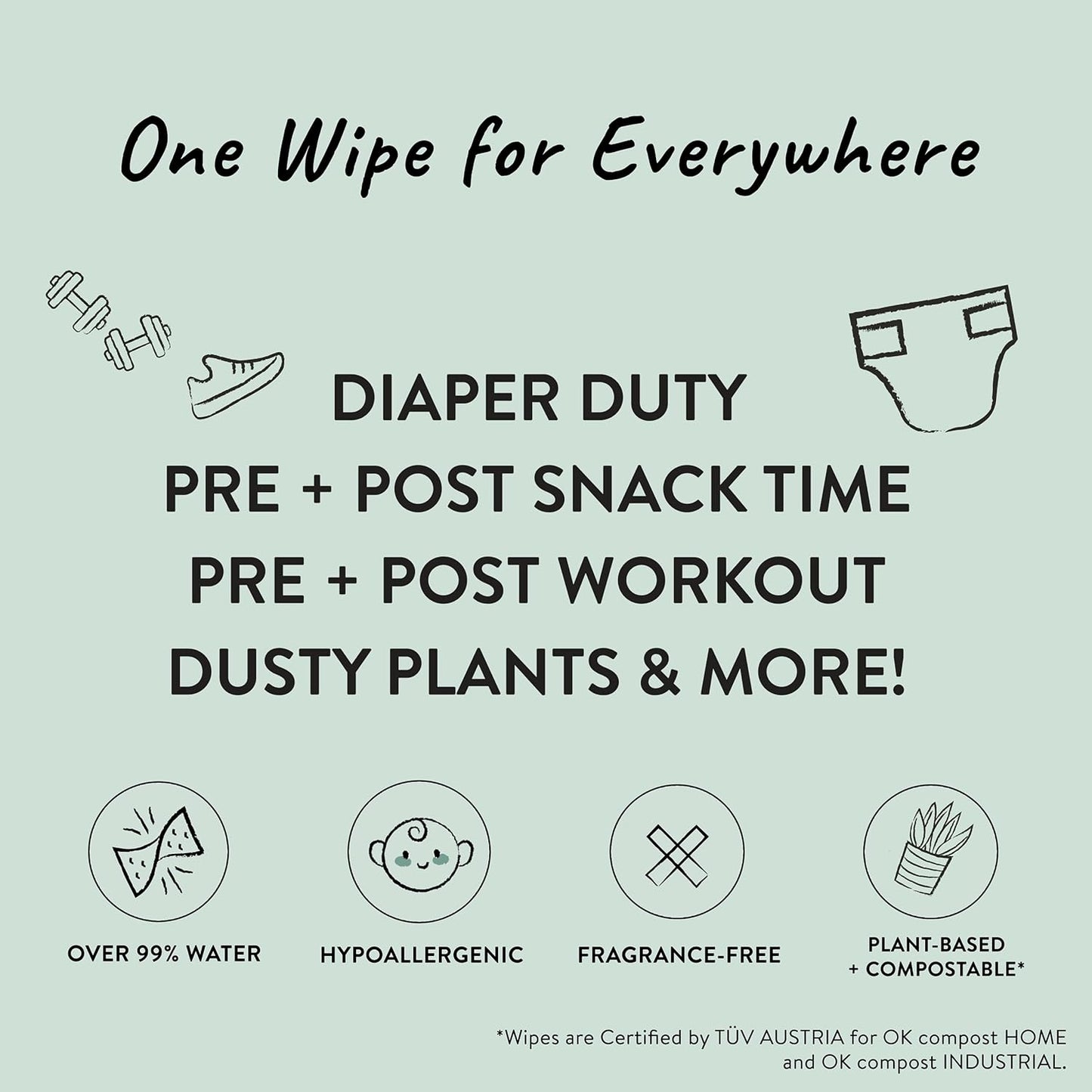 The Honest Company Clean Conscious Multi-Use Wipes | Hypoallergenic + Unscented for Sensitive Skin | Over 99% Water, Compostable, Plant Based, Baby Wipes | Rose Blossom, 576 Count